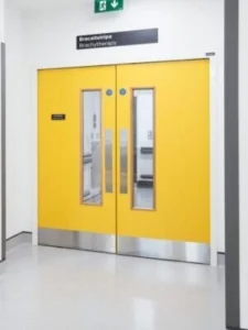 Puerta técnica e institucional de HPL de alta especificación instalada en proyecto corporativo